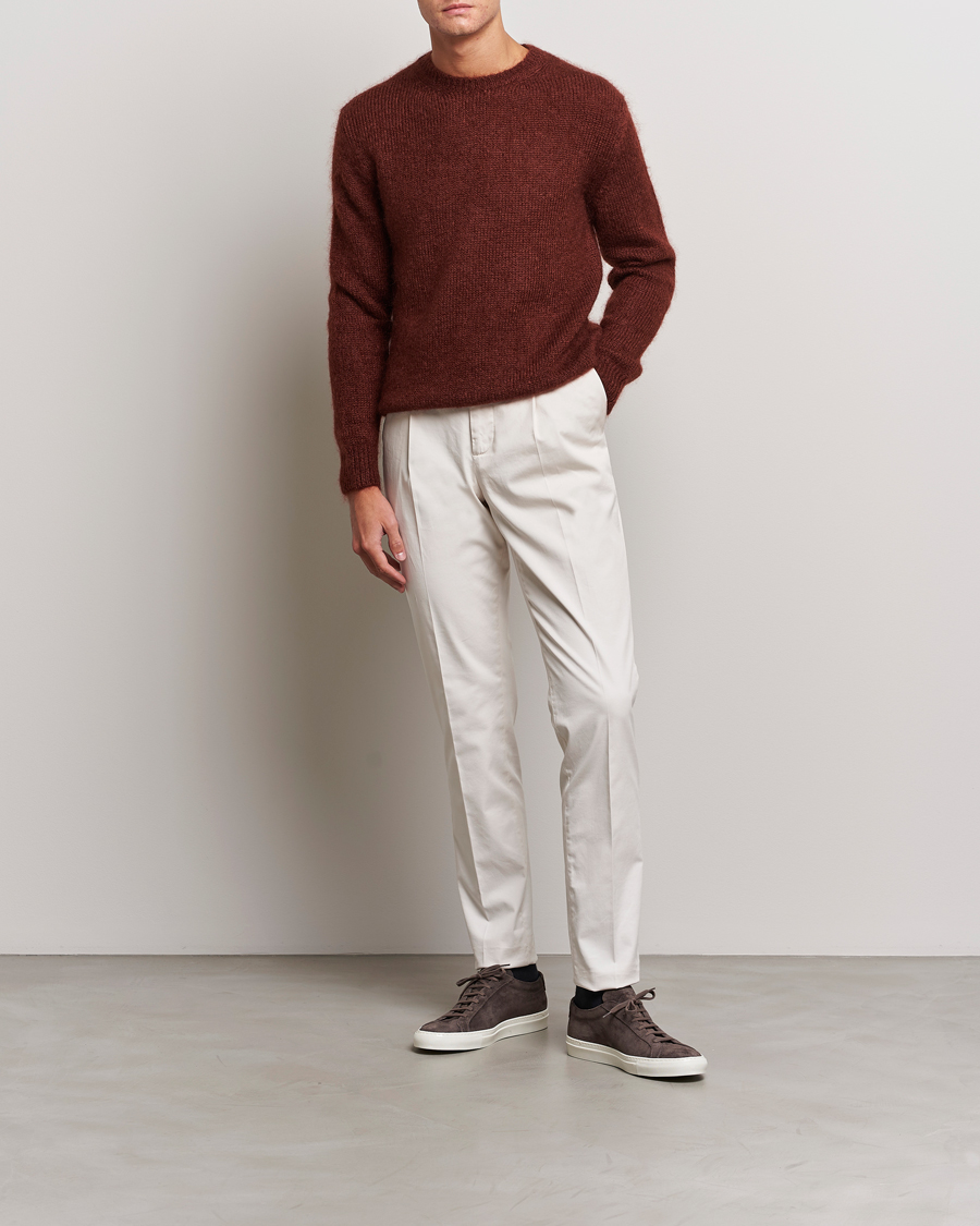 Heren | Truien | Massimo Alba | Alder Mohair/Silk Crew Neck Burnt Orange