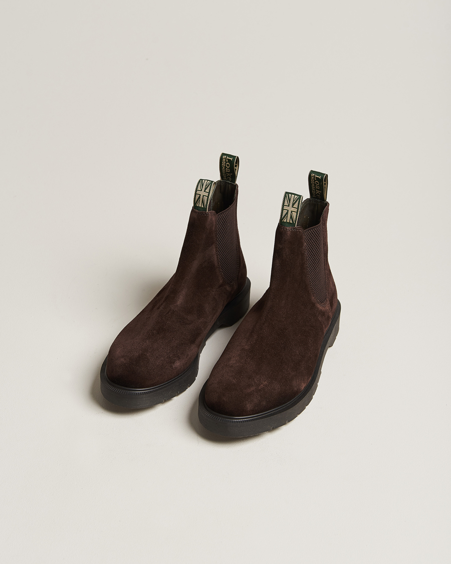 Heren | Handgemaakte schoenen | Loake 1880 | Mccauley Heat Sealed Chelsea Brown Suede