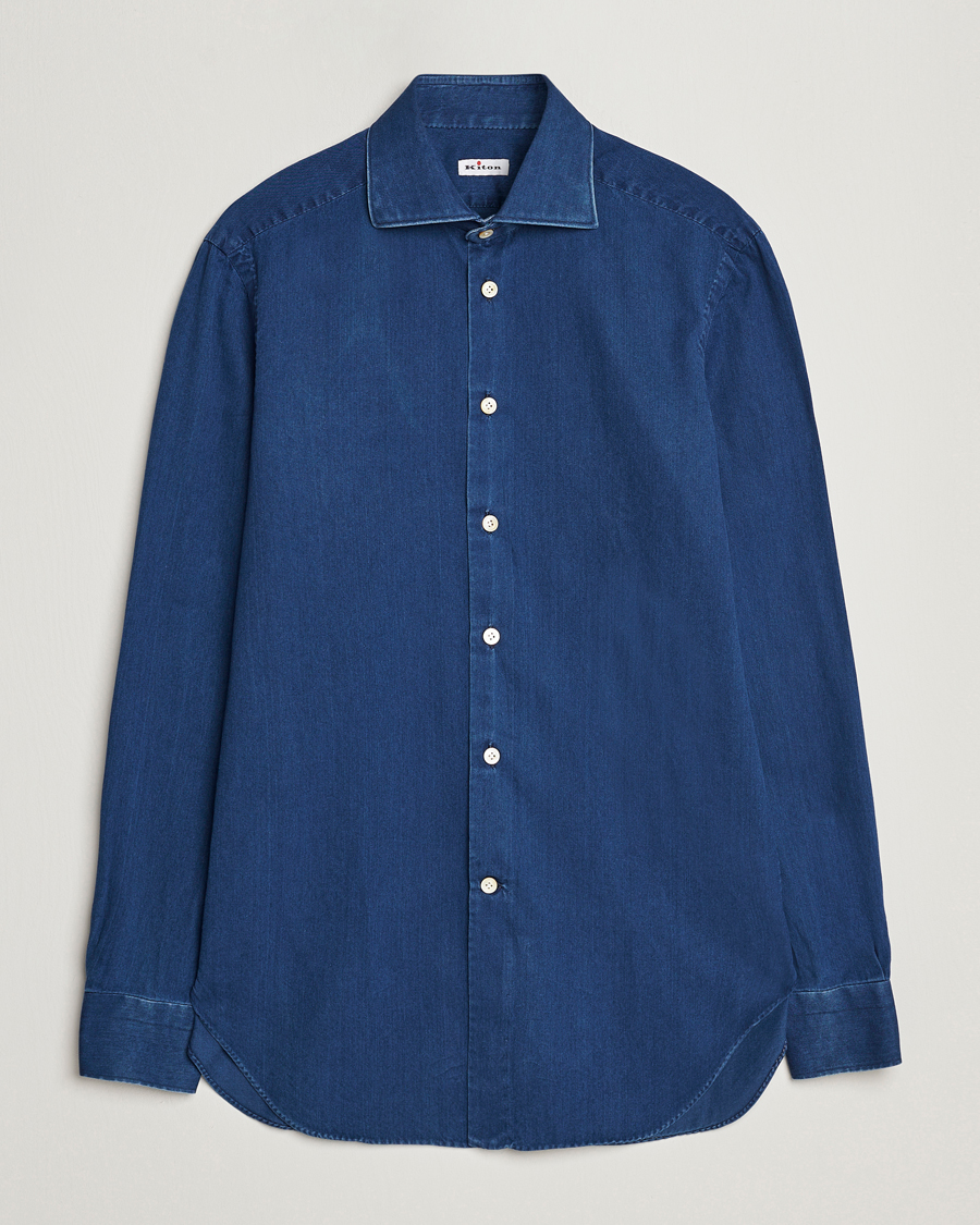 Heren | Overhemden | Kiton | Slim Fit Denim Shirt Medium Blue Wash