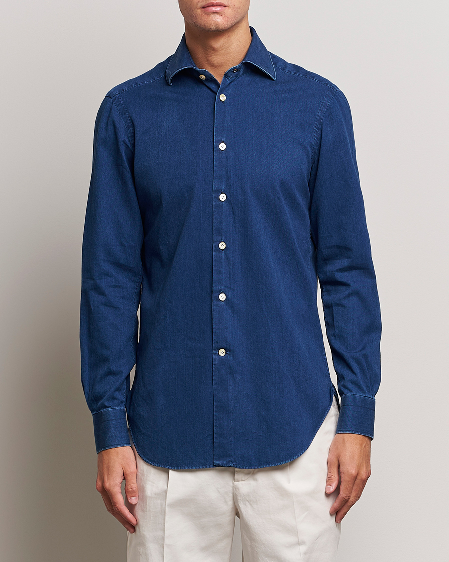Heren | Overhemden | Kiton | Slim Fit Denim Shirt Medium Blue Wash