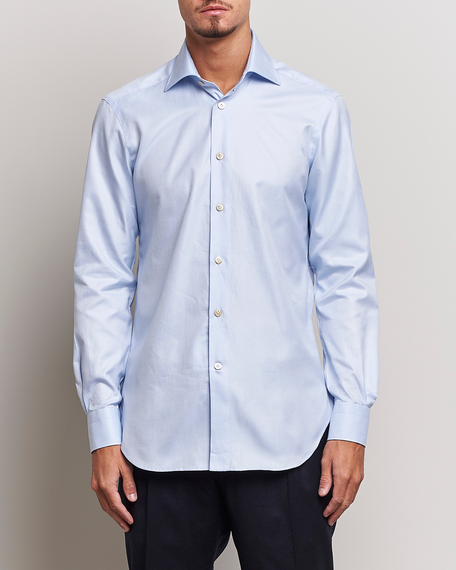 Heren | Overhemden | Kiton | Slim Fit Royal Oxford Shirt Light Blue