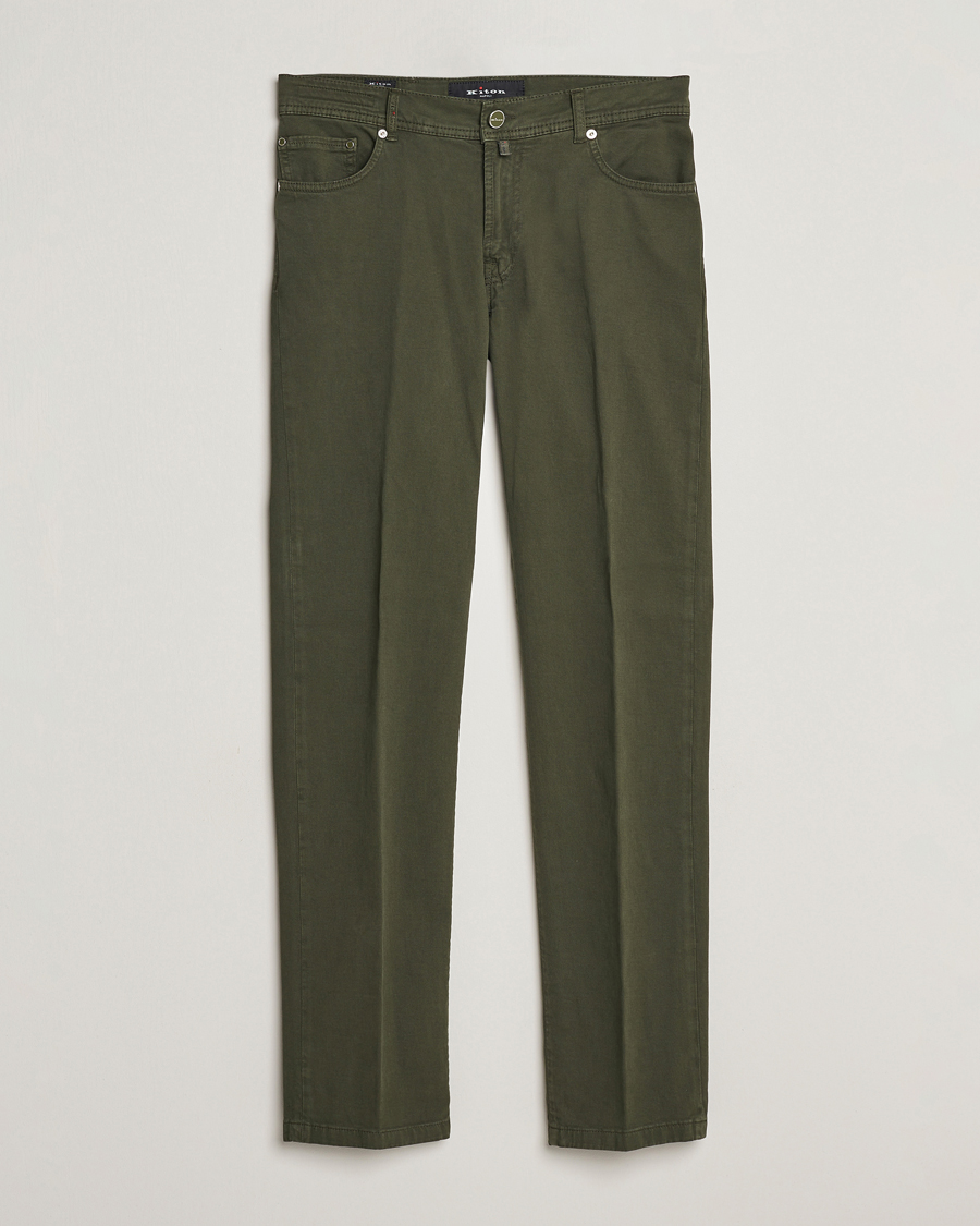 Heren | Kiton | Kiton | Slim Fit Cashmere/Cotton 5-Pocket Pants Dark Green