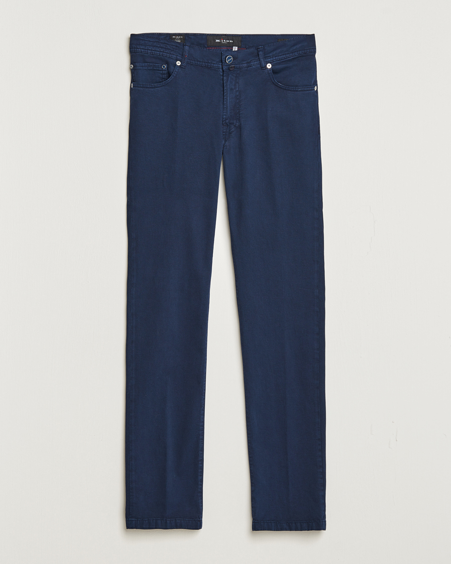 Heren | Kiton | Kiton | Slim Fit Cashmere/Cotton 5-Pocket Pants Navy