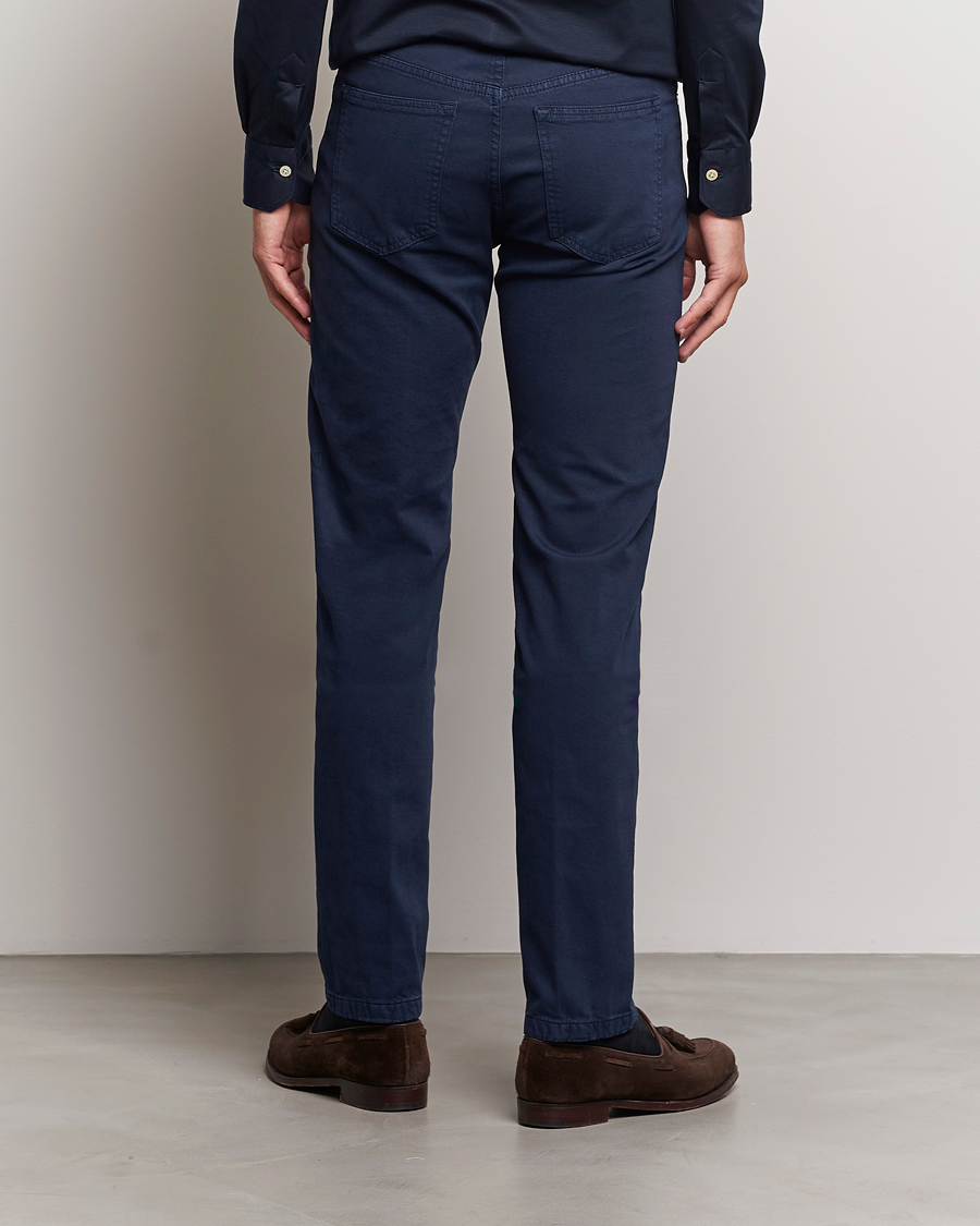 Heren | Broeken | Kiton | Slim Fit Cashmere/Cotton 5-Pocket Pants Navy