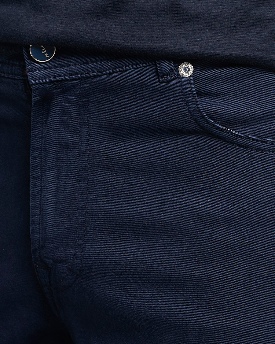 Heren | Broeken | Kiton | Slim Fit Cashmere/Cotton 5-Pocket Pants Navy
