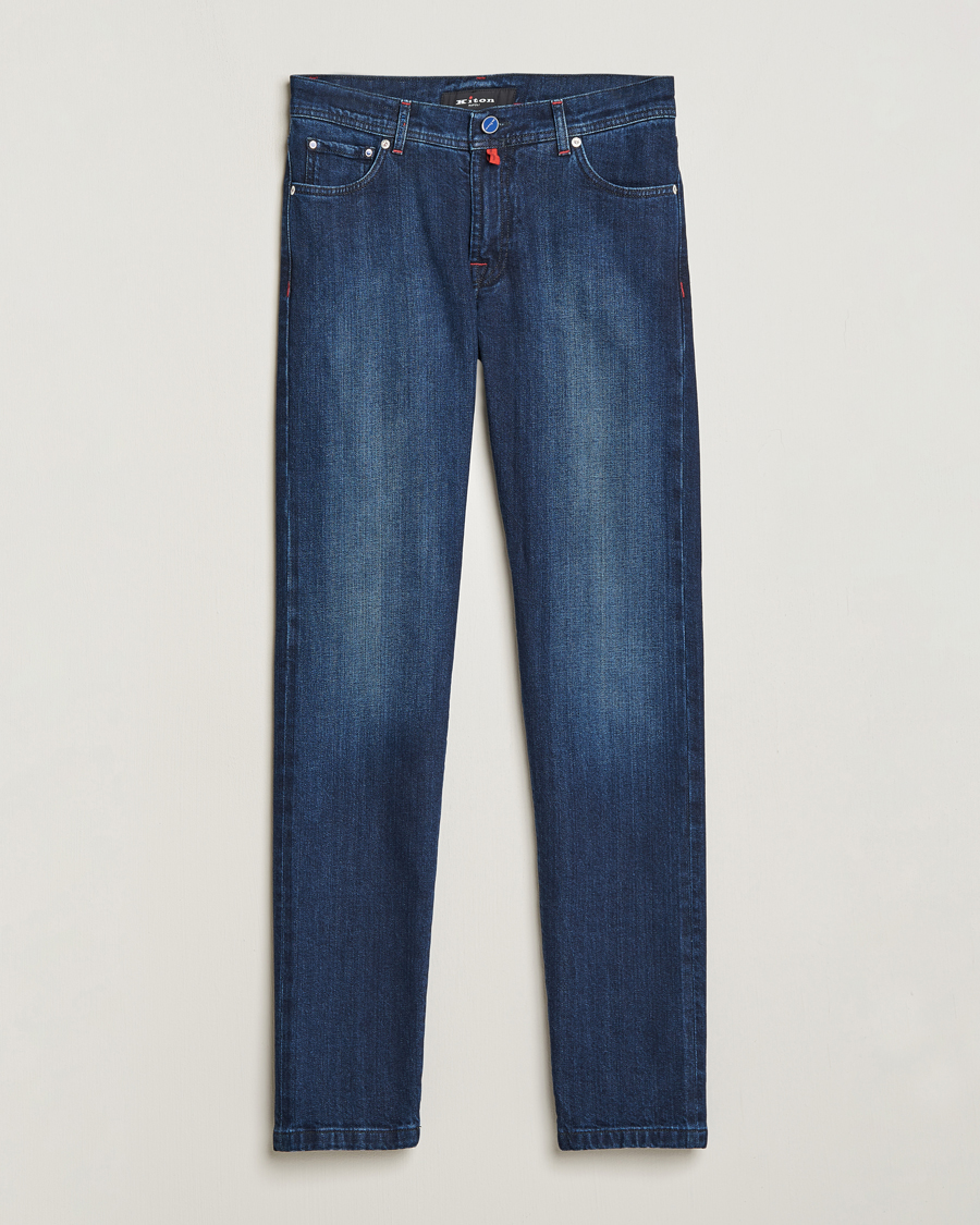 Heren | Jeans | Kiton | Slim Fit Stretch Jeans Medium Blue Wash