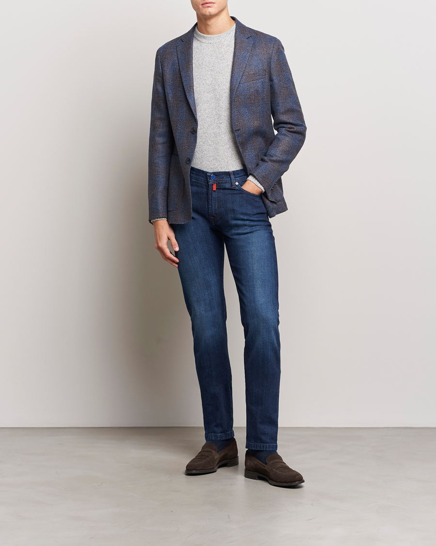 Heren | Jeans | Kiton | Slim Fit Stretch Jeans Medium Blue Wash