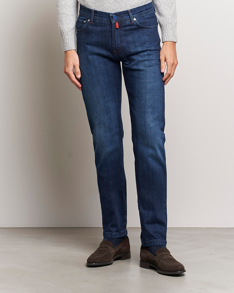 Heren | Jeans | Kiton | Slim Fit Stretch Jeans Medium Blue Wash
