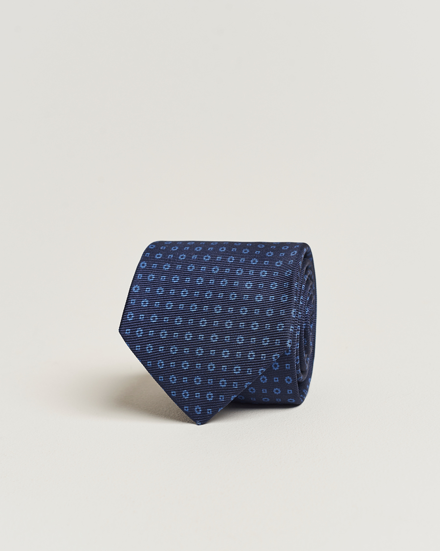 Heren | Kiton Micro Dot Silk Tie Navy | Kiton | Micro Dot Silk Tie Navy