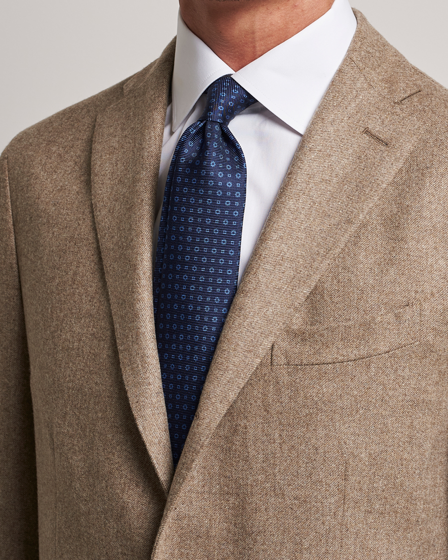 Heren | Kiton Micro Dot Silk Tie Navy | Kiton | Micro Dot Silk Tie Navy