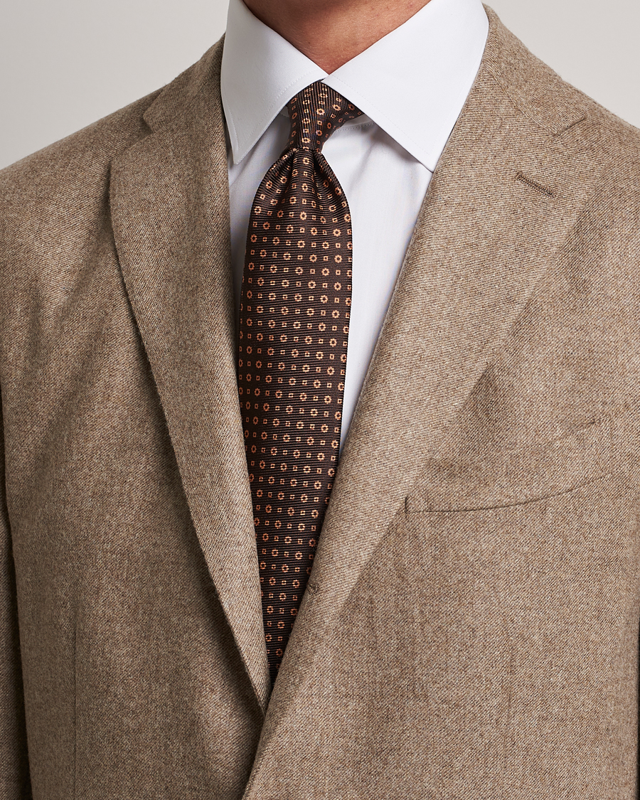 Heren |  | Kiton | Micro Dot Silk Tie Brown