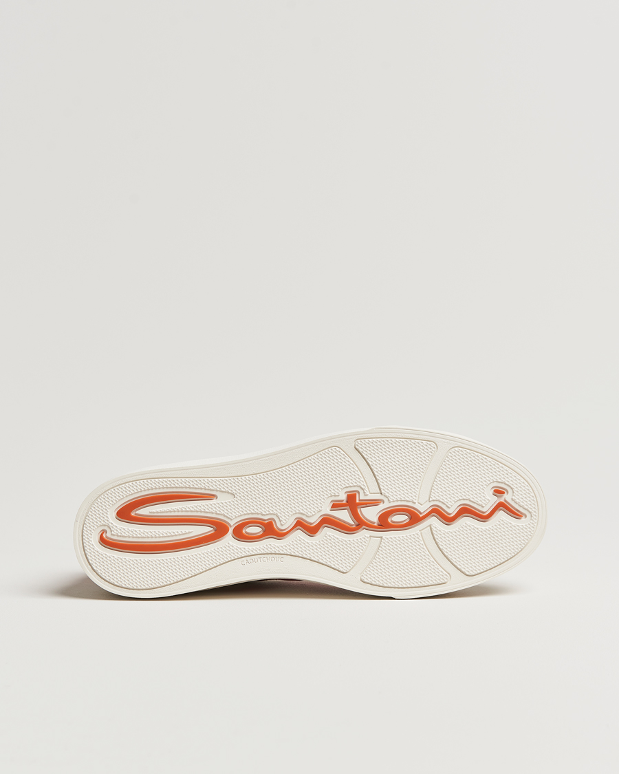 Heren | Santoni Double Buckle Sneakers White/Red | Santoni | Double Buckle Sneakers White/Red