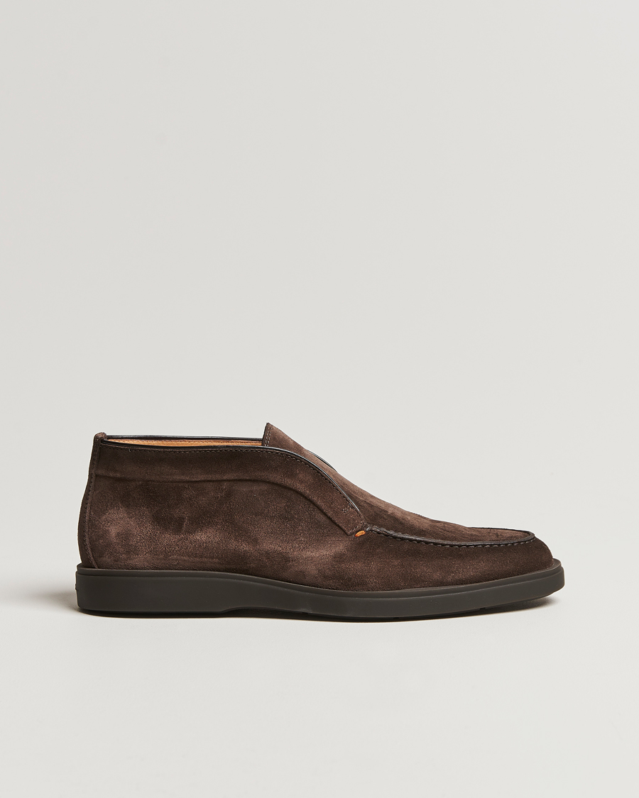 Heren | Handgemaakte schoenen | Santoni | Open Chukka Boots Dark Brown Suede