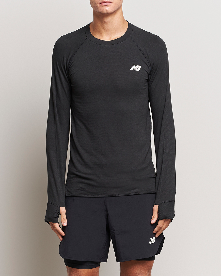 Heren | Zwarte T-shirts | New Balance | Running Q Speed Jacquard Long Sleeve T-Shirt Black