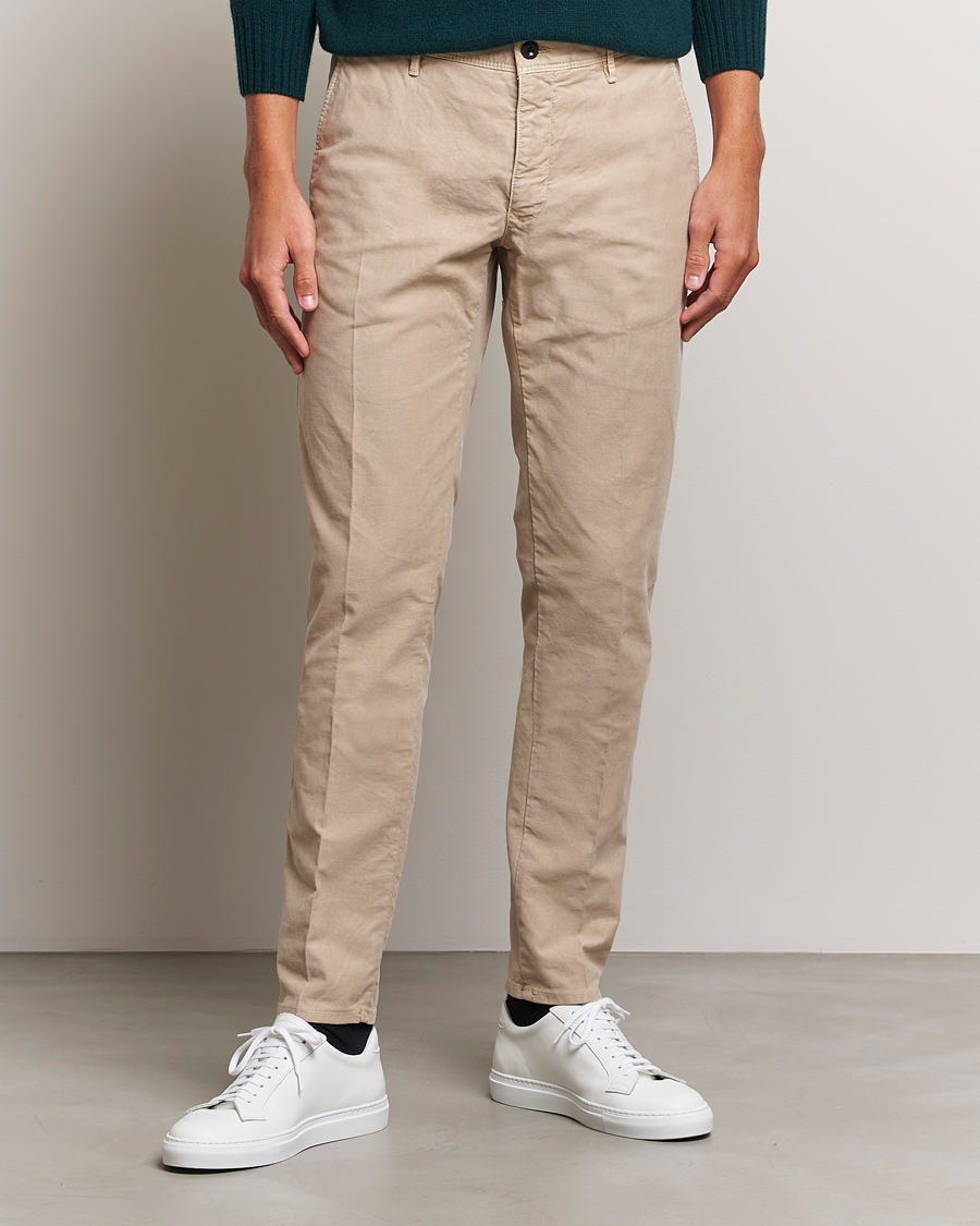 Heren | Broeken | Incotex | Slim Fit Garment Dyed Slacks Beige