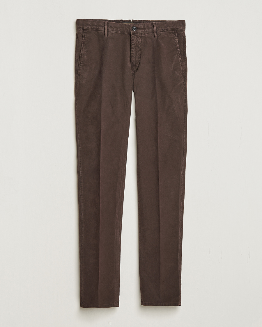 Heren | Broeken | Incotex | Slim Fit Garment Dyed Slacks Dark Brown