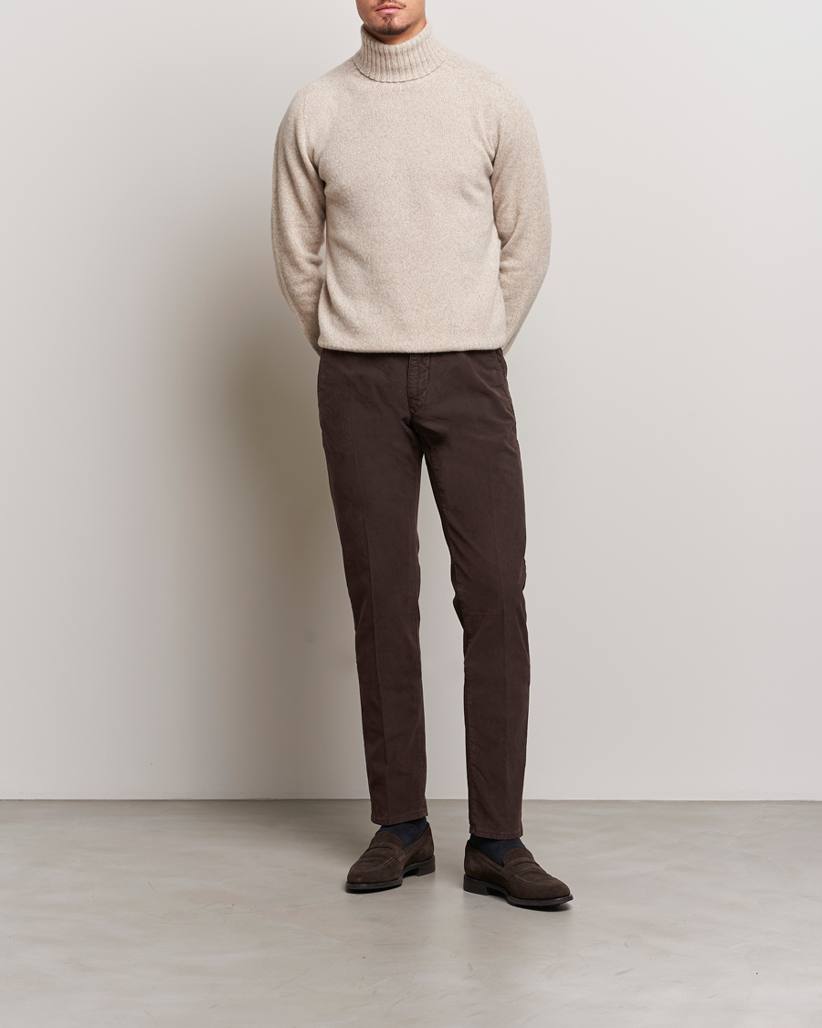 Heren | Broeken | Incotex | Slim Fit Garment Dyed Slacks Dark Brown