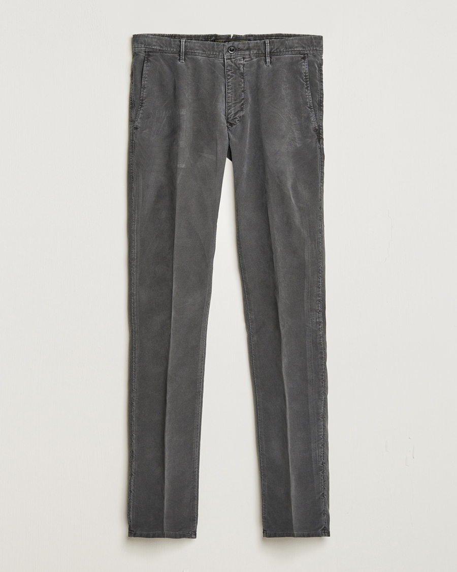 Heren | Broeken | Incotex | Slim Fit Garment Dyed Slacks Dark Grey