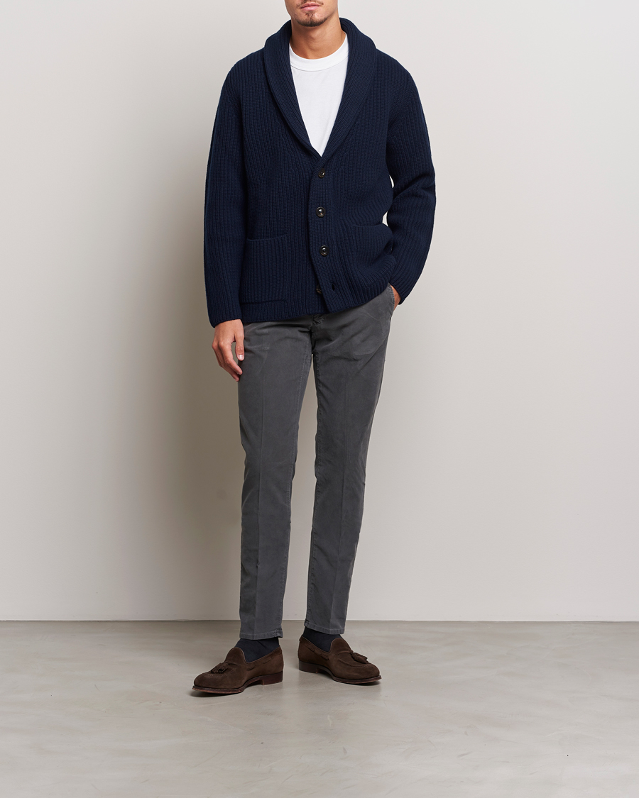 Heren | Broeken | Incotex | Slim Fit Garment Dyed Slacks Dark Grey