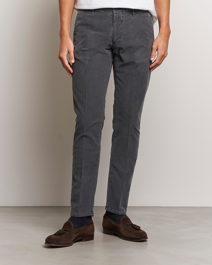 Heren | Broeken | Incotex | Slim Fit Garment Dyed Slacks Dark Grey