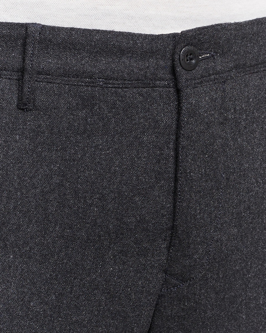 Heren | Broeken | Incotex | Slim Fit Washed Flannel Stretch Slacks Dark Grey