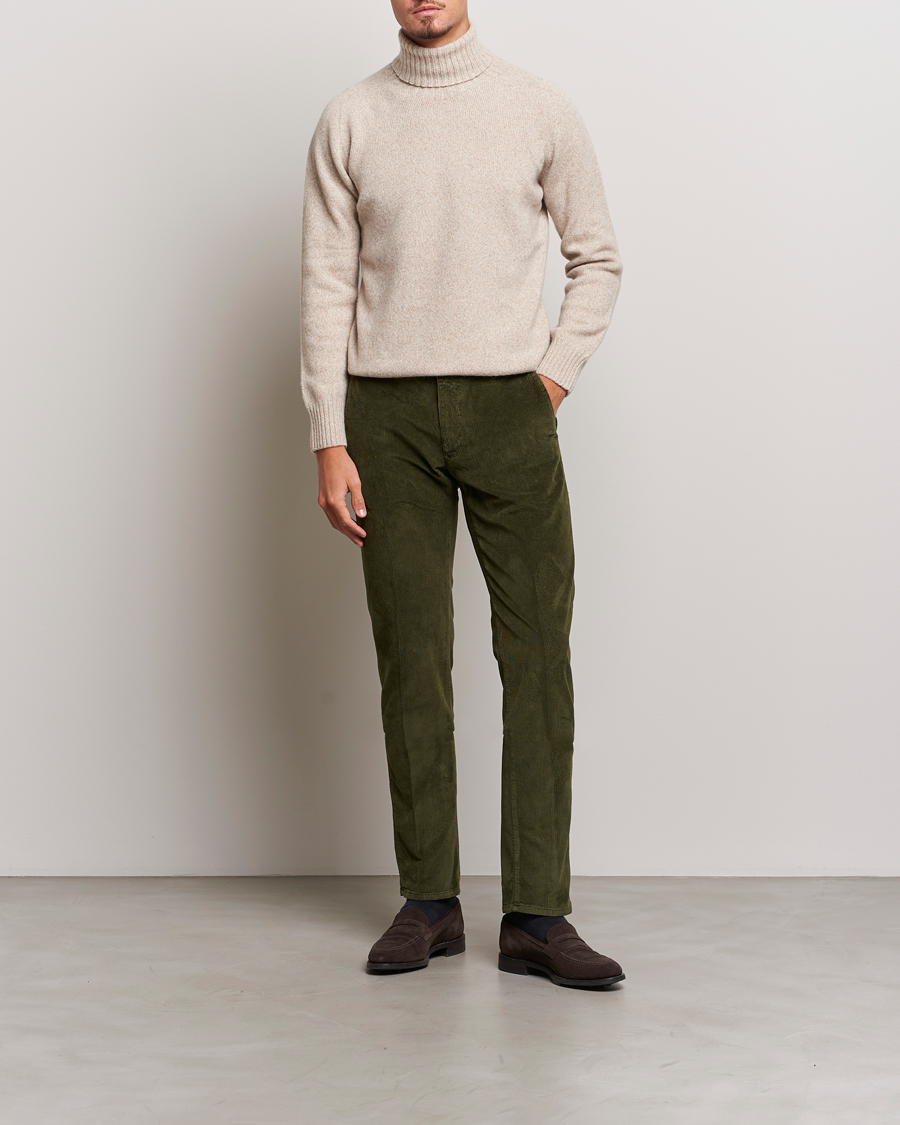 Heren | Broeken | Incotex | Slim Fit Leisure Cord Slacks Forest Green