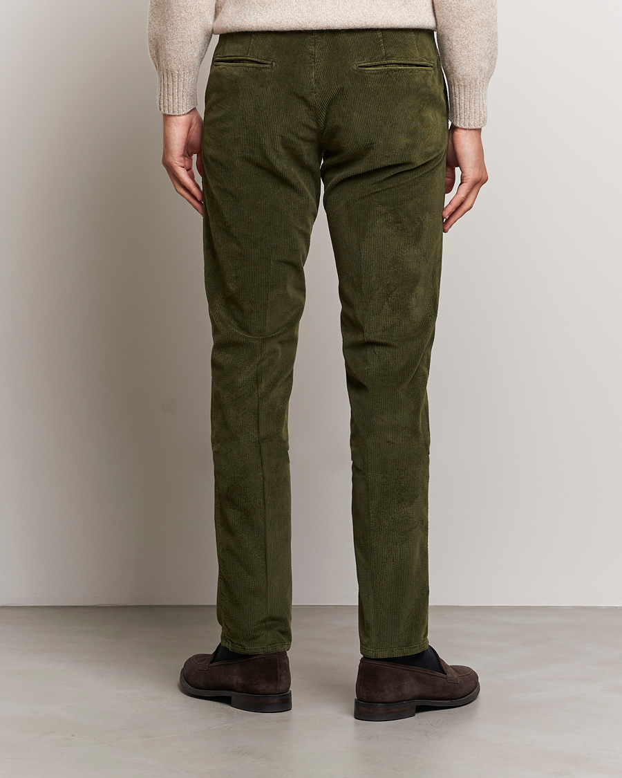 Heren | Broeken | Incotex | Slim Fit Leisure Cord Slacks Forest Green