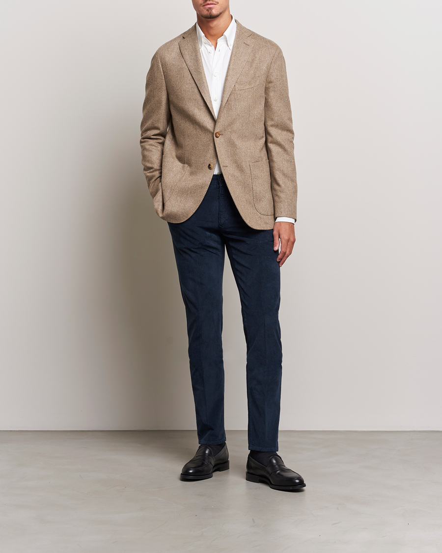 Heren | Broeken | Incotex | Slim Fit Leisure Cord Slacks Navy