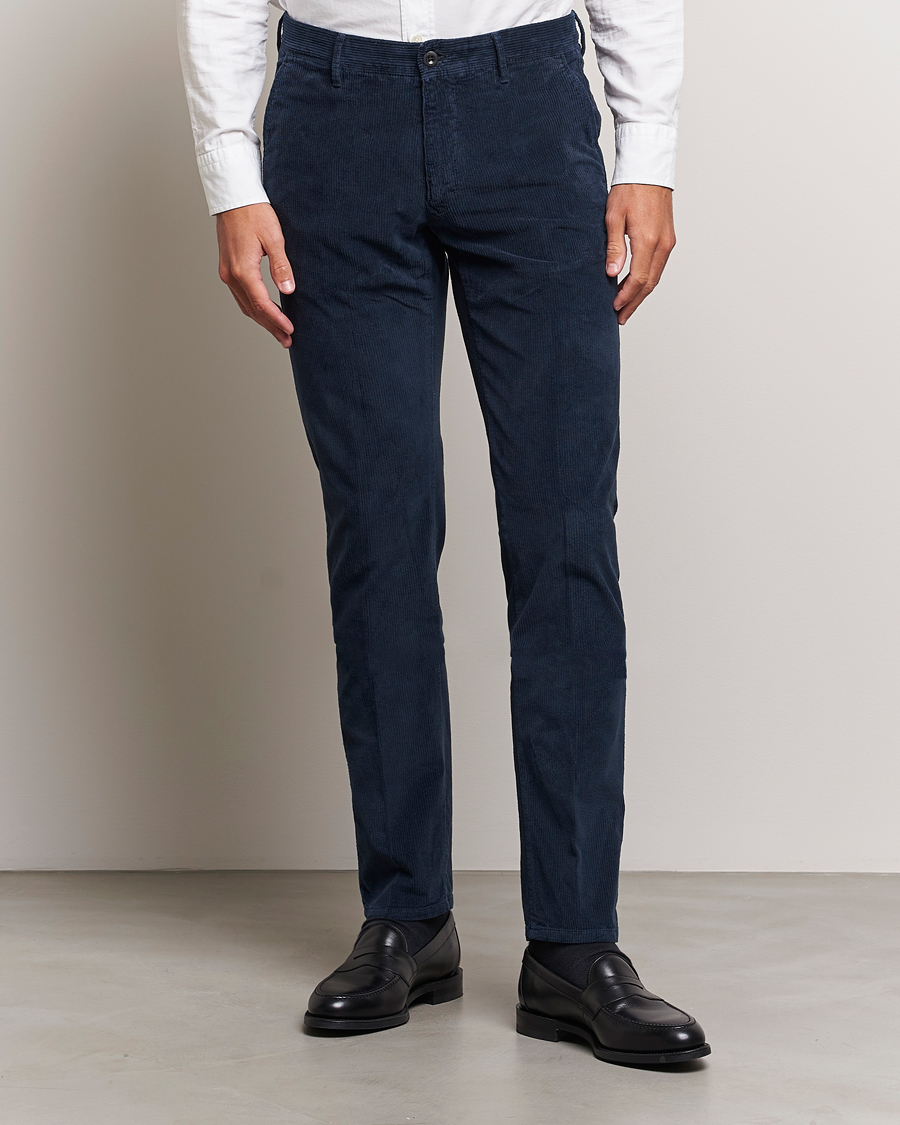 Heren | Broeken | Incotex | Slim Fit Leisure Cord Slacks Navy