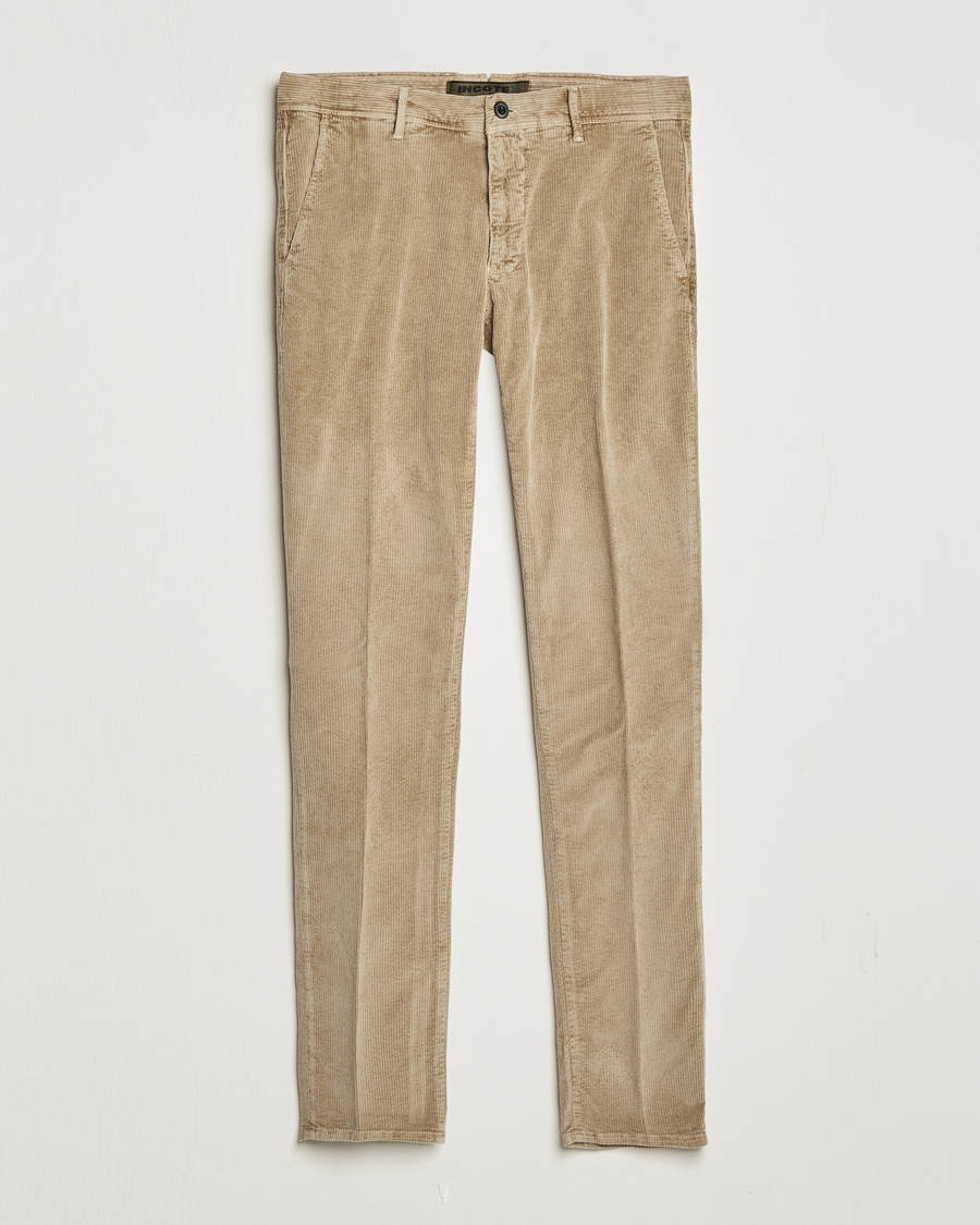 Heren | Broeken | Incotex | Slim Fit Leisure Cord Slacks Beige
