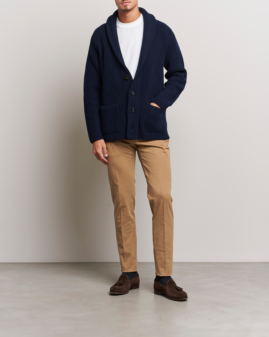 Heren | Broeken | Incotex | Slim Fit Cotton Stretch Chinos Beige