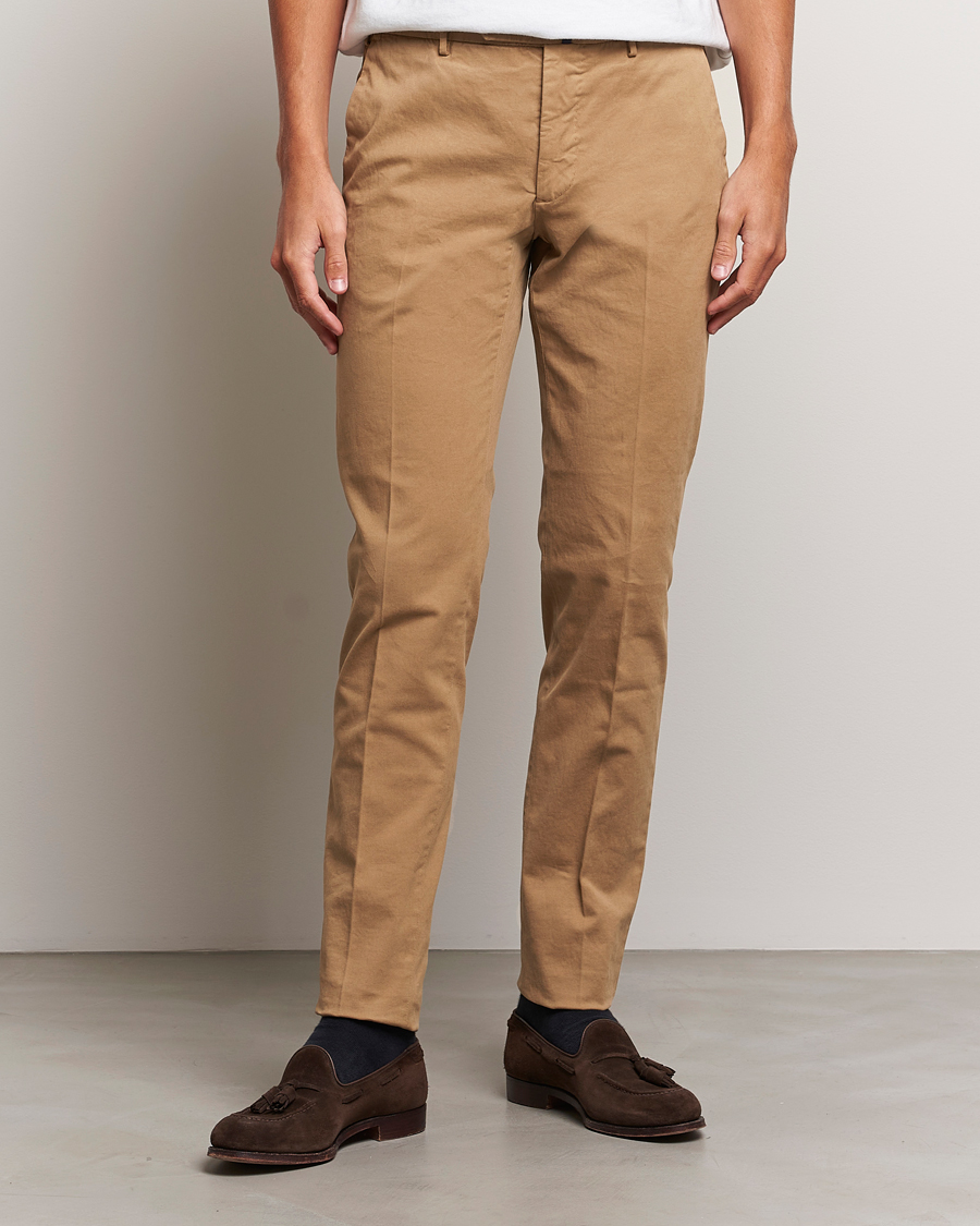 Heren | Broeken | Incotex | Slim Fit Cotton Stretch Chinos Beige