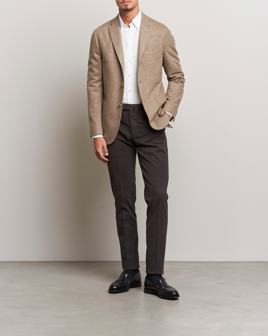 Heren | Broeken | Incotex | Slim Fit Cotton Stretch Chinos Dark Brown