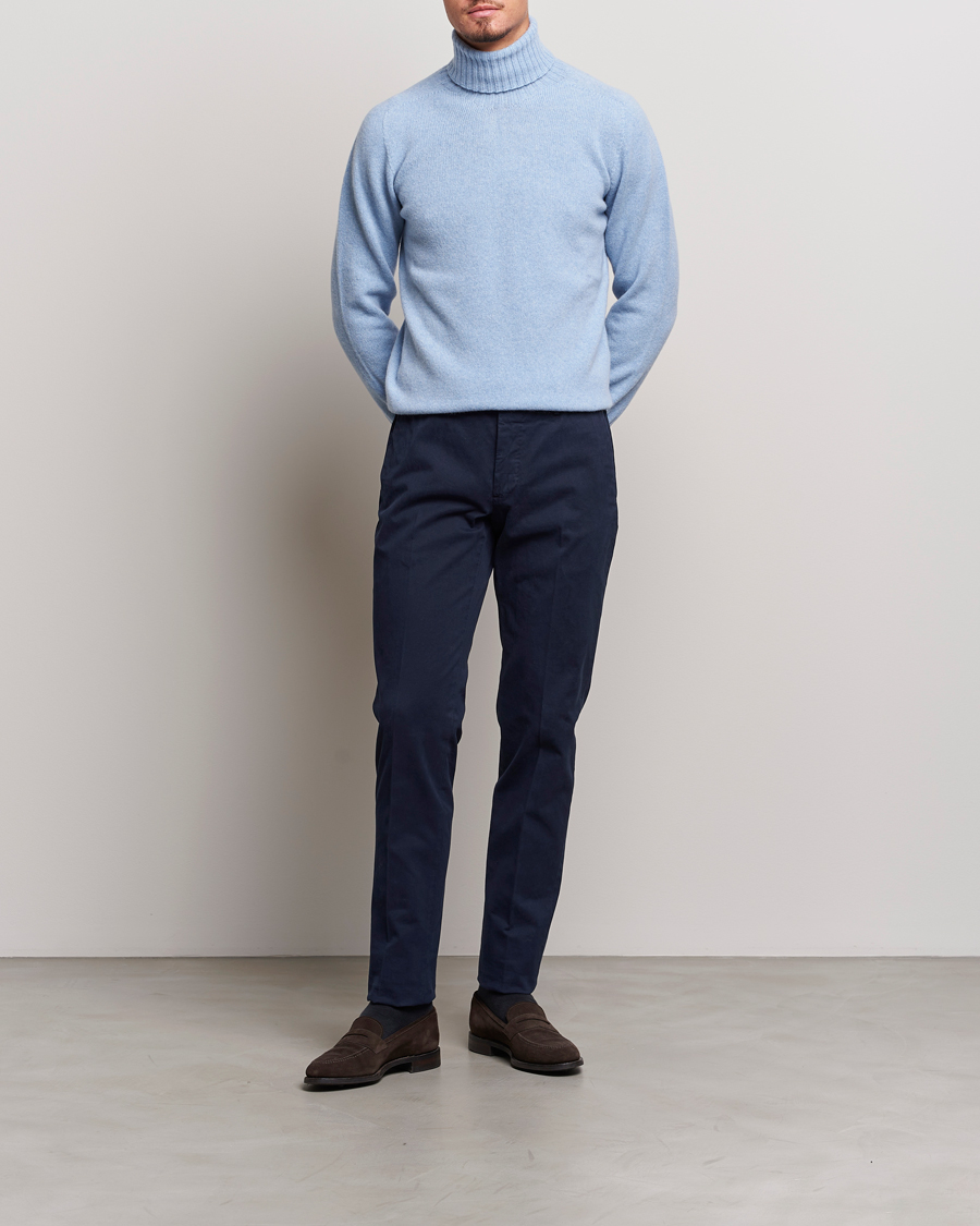 Heren | Broeken | Incotex | Slim Fit Cotton Stretch Chinos Navy
