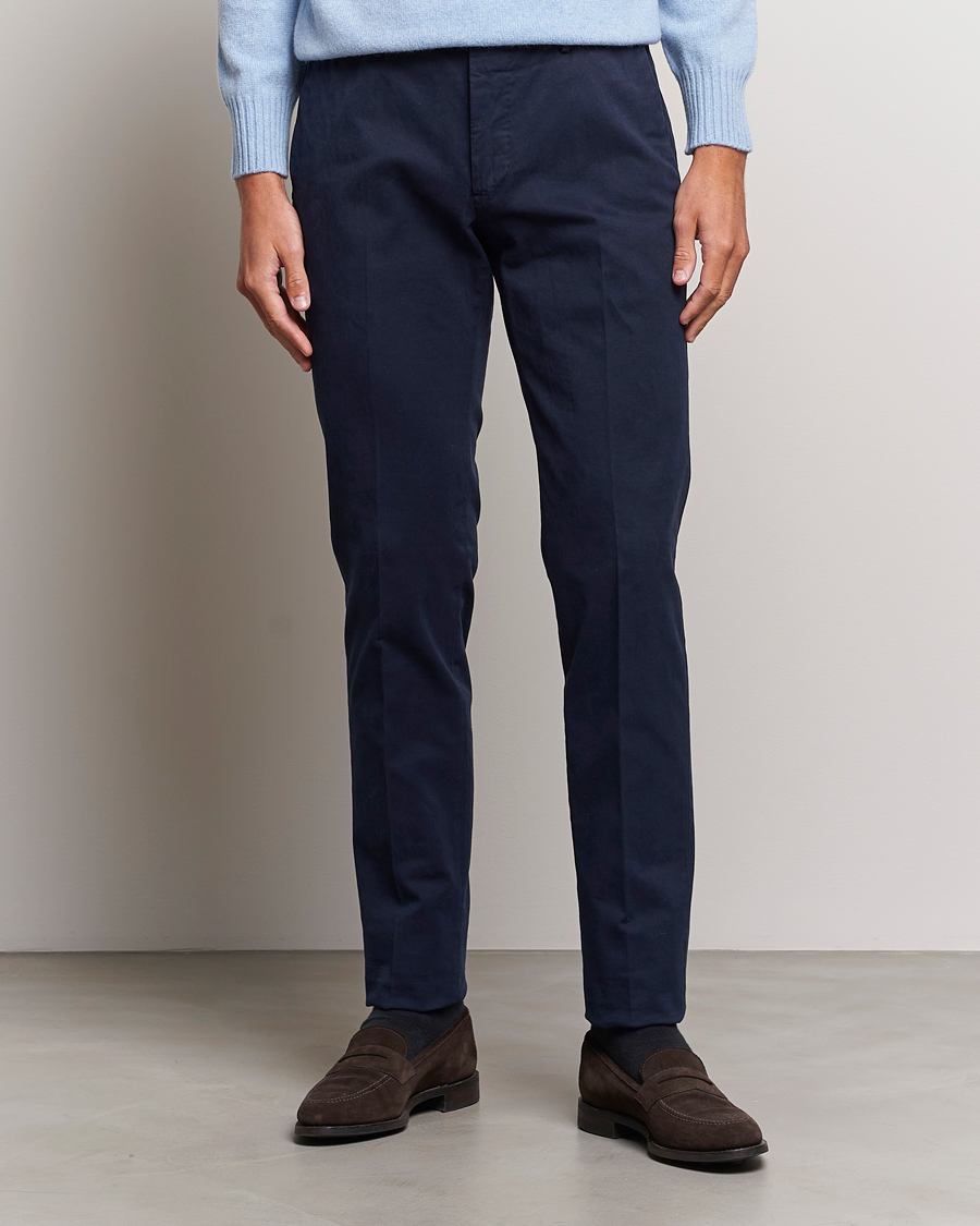 Heren | Broeken | Incotex | Slim Fit Cotton Stretch Chinos Navy