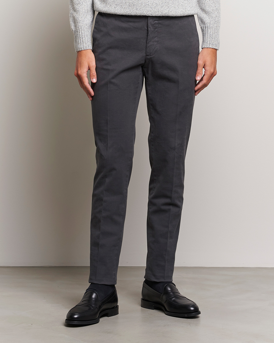 Heren | Broeken | Incotex | Slim Fit Cotton Stretch Chinos Dark Grey