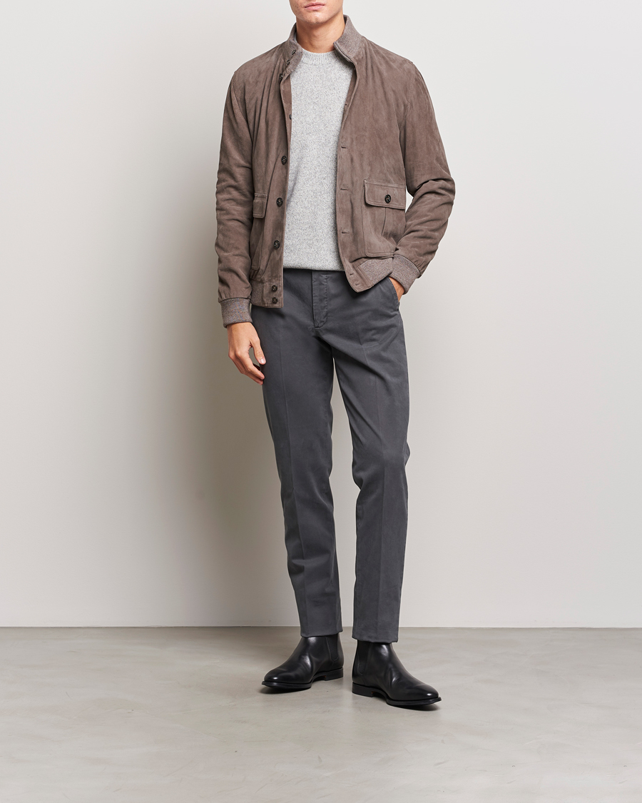 Heren | Broeken | Incotex | Regular Fit Cotton Chinos Dark Grey