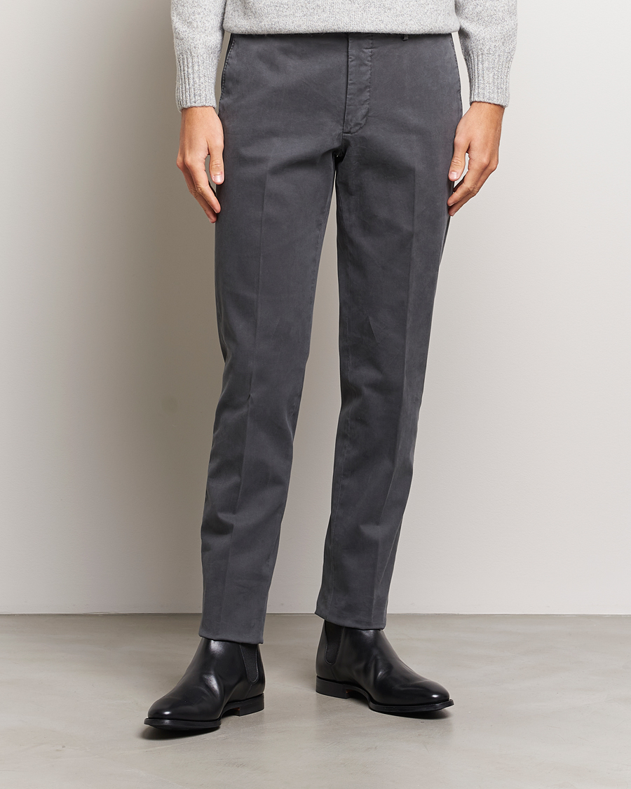 Heren | Broeken | Incotex | Regular Fit Cotton Chinos Dark Grey
