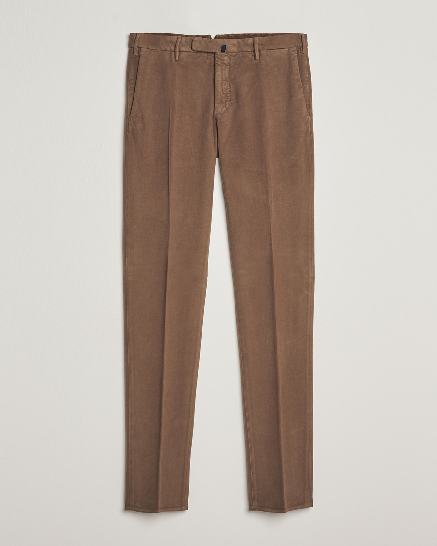 Heren | Broeken | Incotex | Slim Fit Luxury Moleskine Trousers Taupe