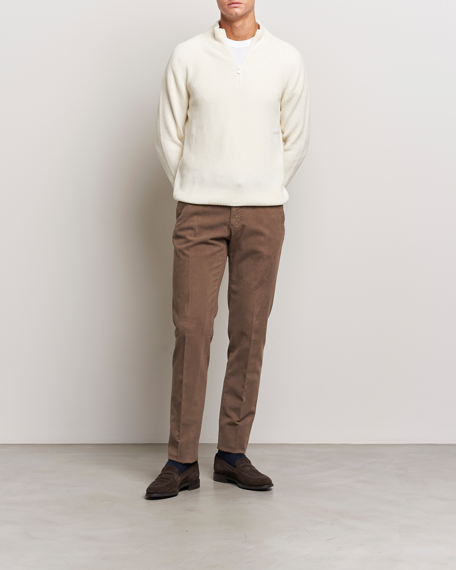 Heren | Broeken | Incotex | Slim Fit Luxury Moleskine Trousers Taupe