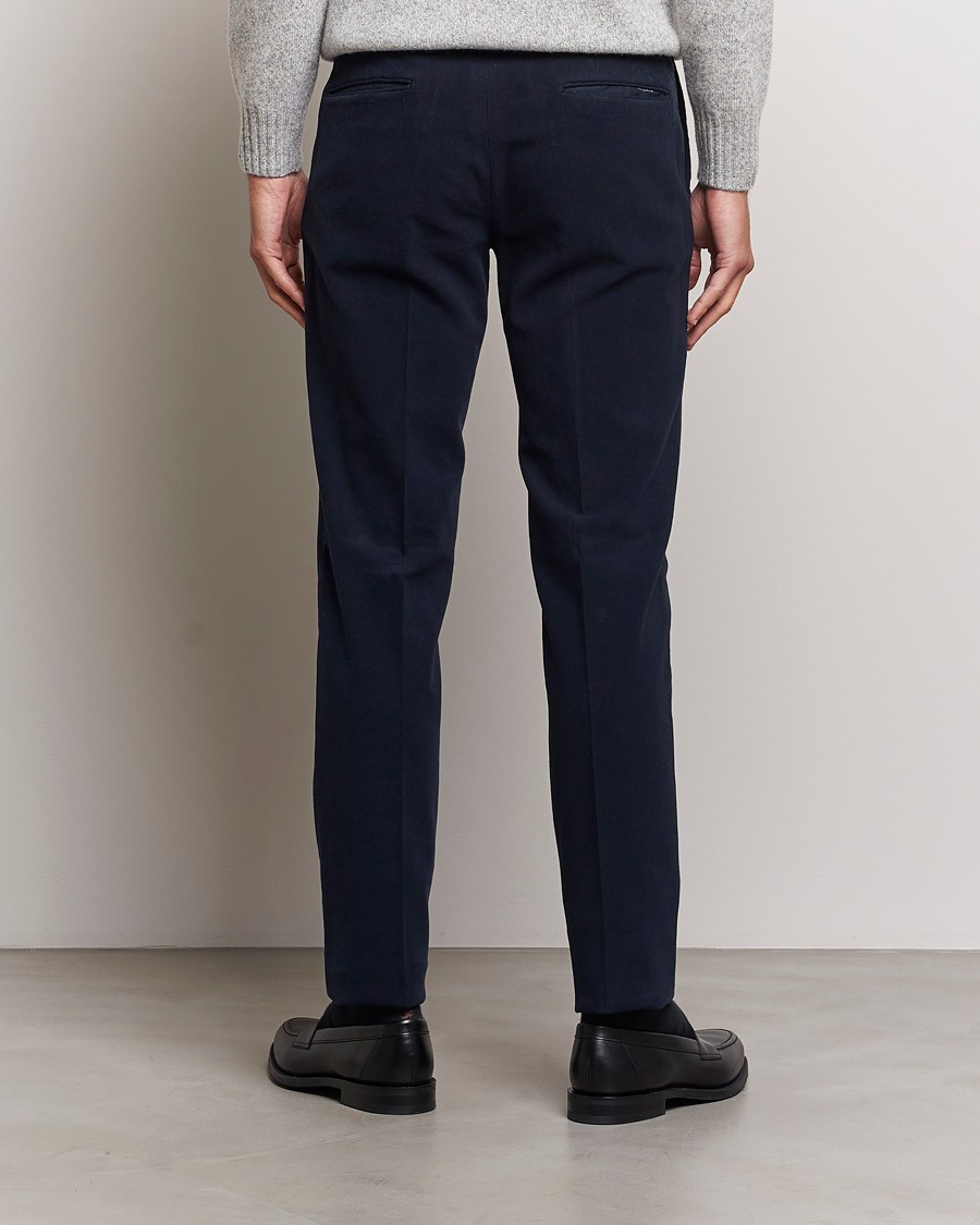 Heren | Broeken | Incotex | Slim Fit Luxury Moleskine Trousers Navy