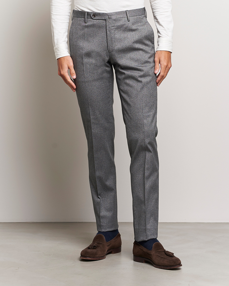 Heren | Broeken | Incotex | Slim Fit Cotton Trousers Grey Melange