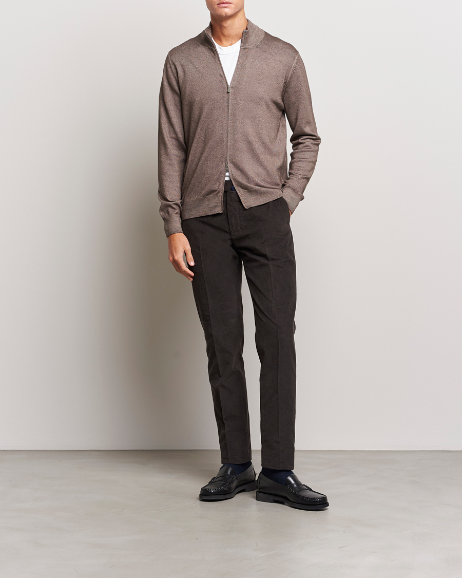 Heren | Broeken | Incotex | Slim Fit Soft Corduroy Trousers Dark Brown