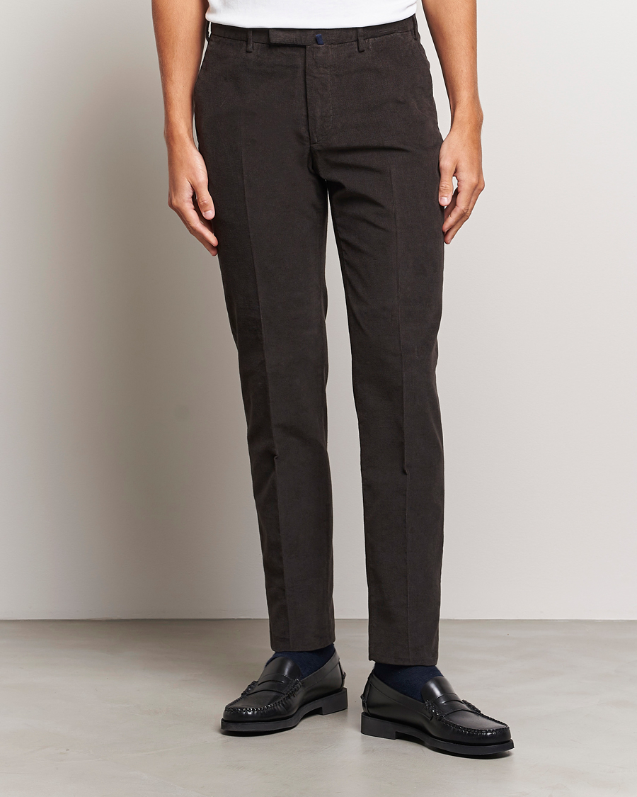 Heren | Broeken | Incotex | Slim Fit Soft Corduroy Trousers Dark Brown