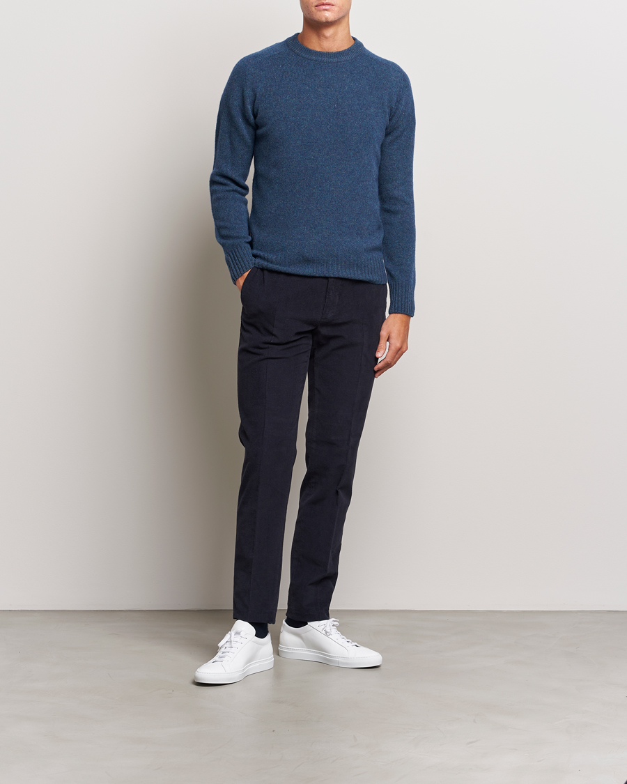 Heren | Broeken | Incotex | Slim Fit Soft Corduroy Trousers Navy