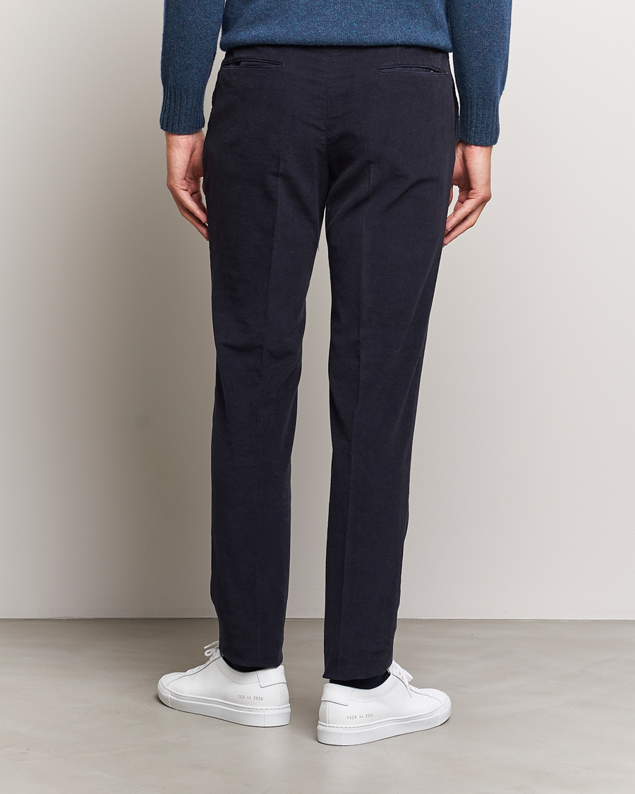 Heren | Broeken | Incotex | Slim Fit Soft Corduroy Trousers Navy