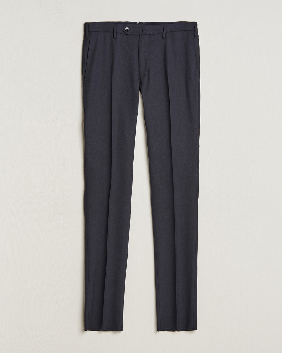 Heren | Broeken | Incotex | Slim Fit Washable Flannel Trousers Navy