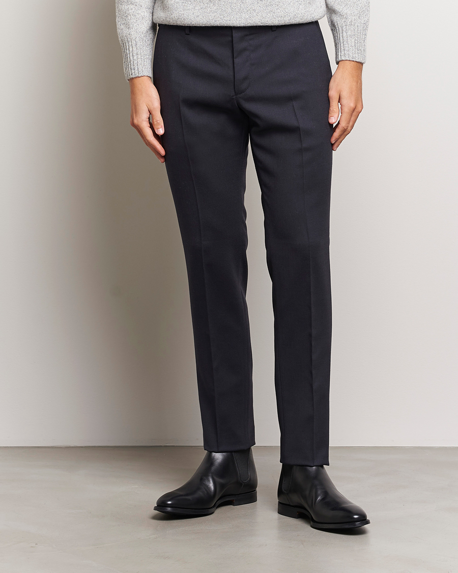 Heren | Slowear | Incotex | Slim Fit Washable Flannel Trousers Navy