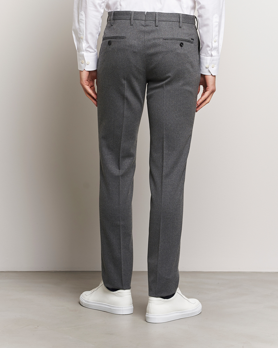 Heren | Broeken | Incotex | Slim Fit Washable Flannel Trousers Grey Melange