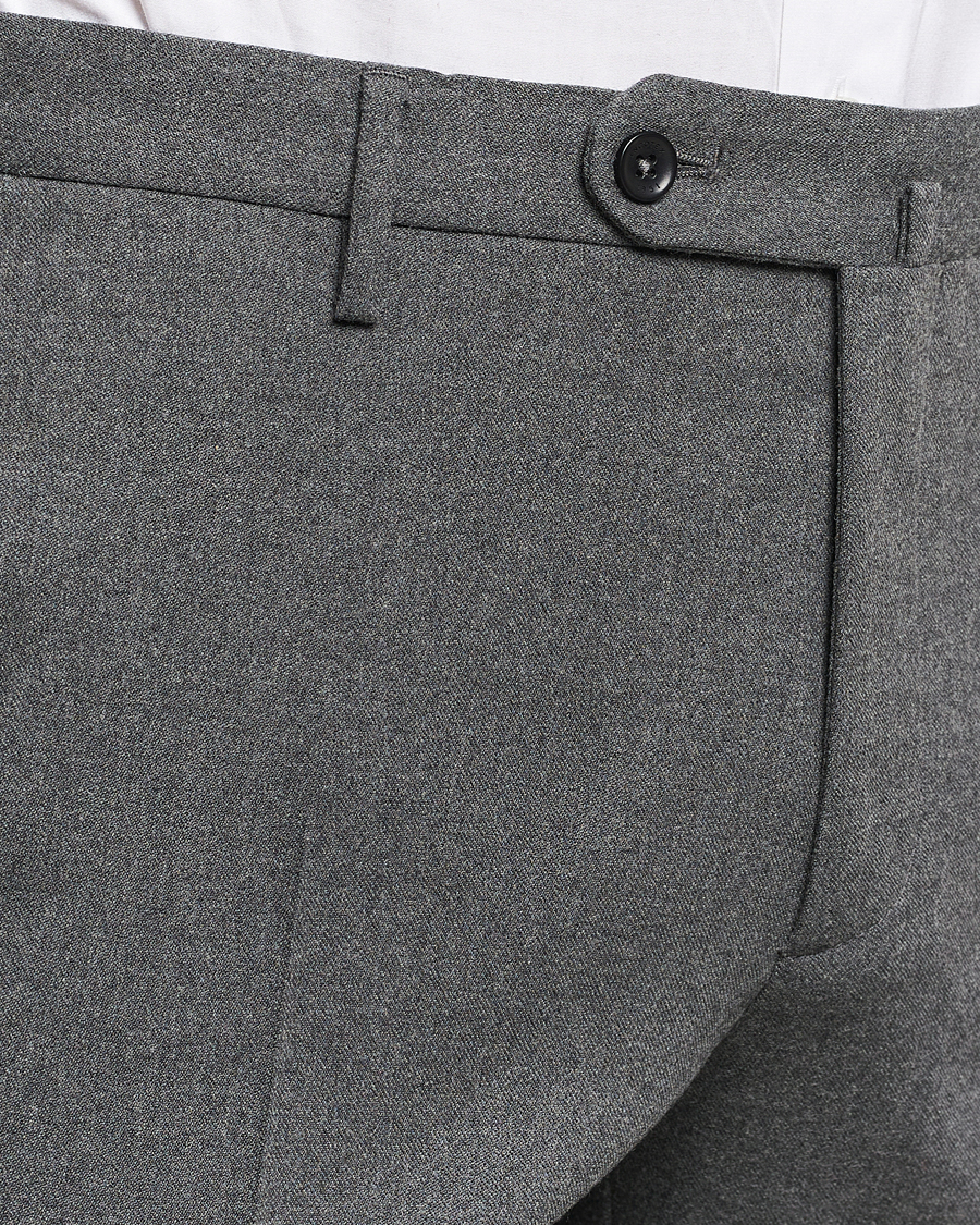 Heren | Broeken | Incotex | Slim Fit Washable Flannel Trousers Grey Melange